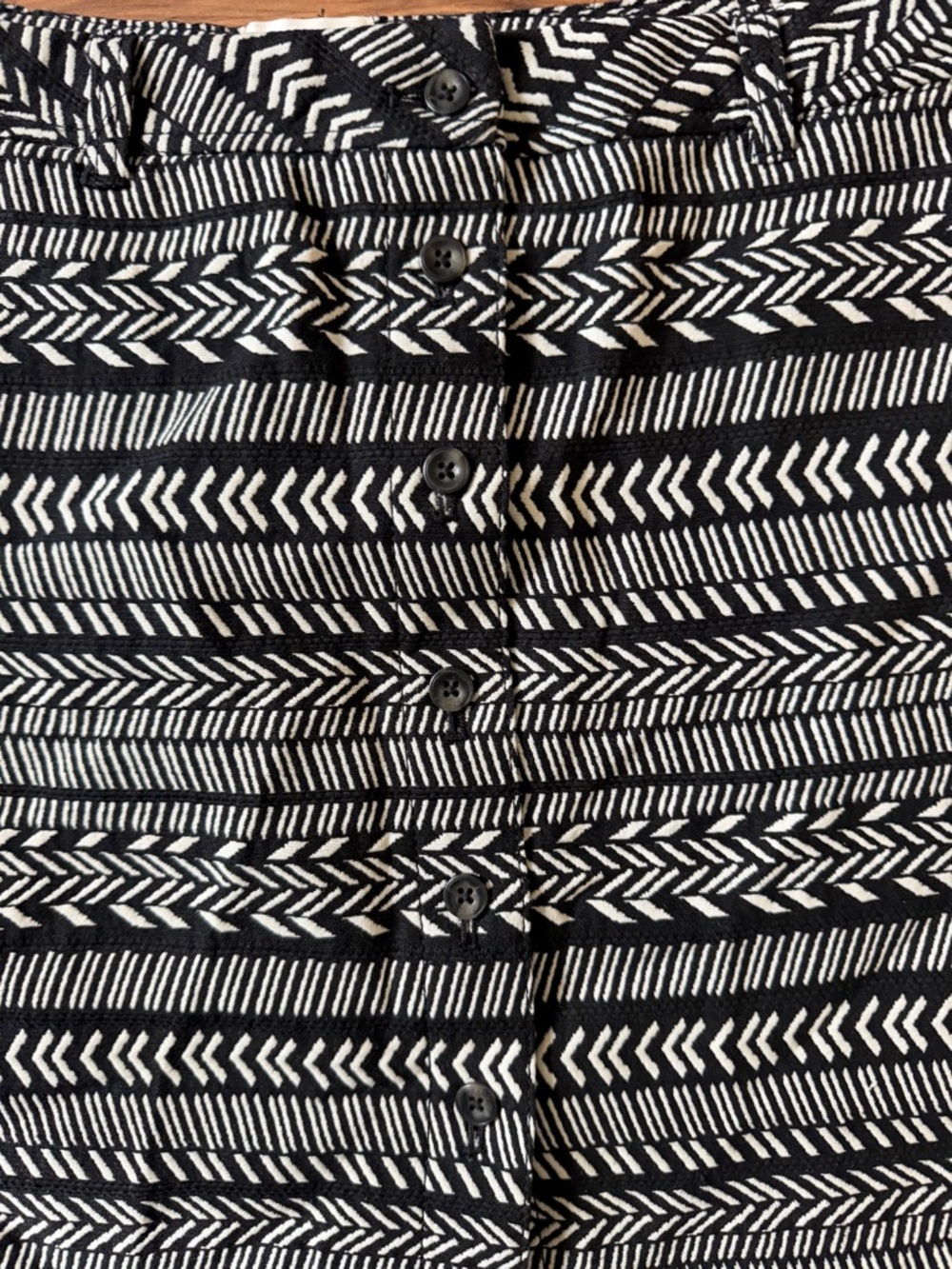 NWT Maeve Button-Front Black & White Patterned Mini Skirt - Picture 3 of 10